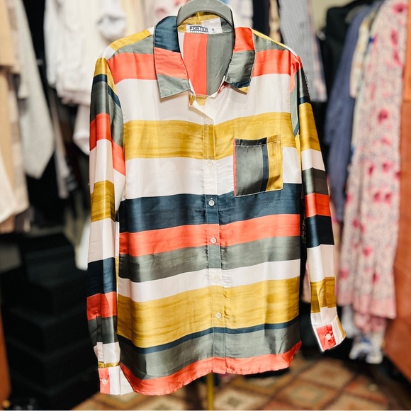 The Porter Collective Tops - Striped Silk Blouse